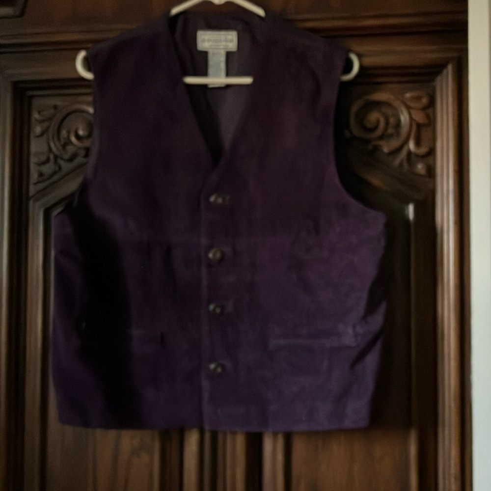 NWOT vintage Arizona Purple Vest : front/genuine leather back/